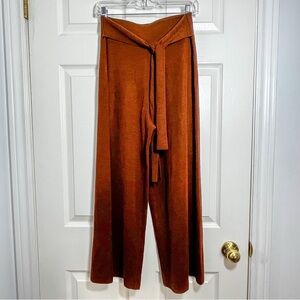 Anthropologie Brown Wide-Leg Cropped Linette Marino Wool Pants Size Medium
